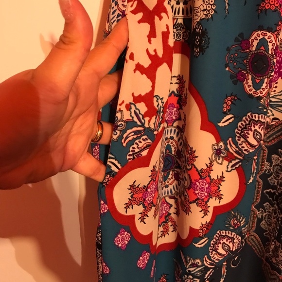 Womens Charles Henry Lace Trim Print Dress - Picture 7 of 8